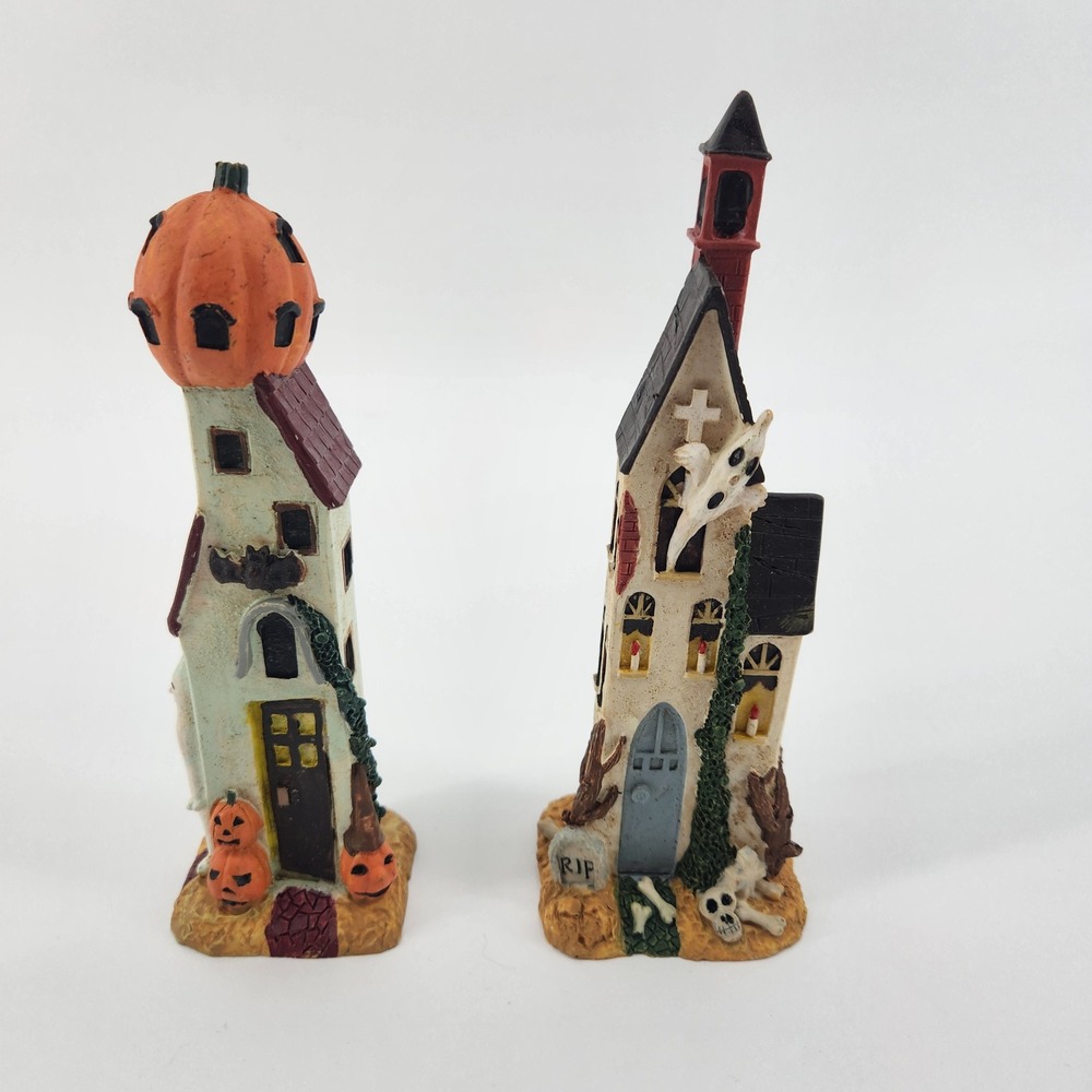 Halloween Village Set Haunted Houses Trick or Treaters Ghost Pumpkin Decor 4pc - Picture 4 of 9